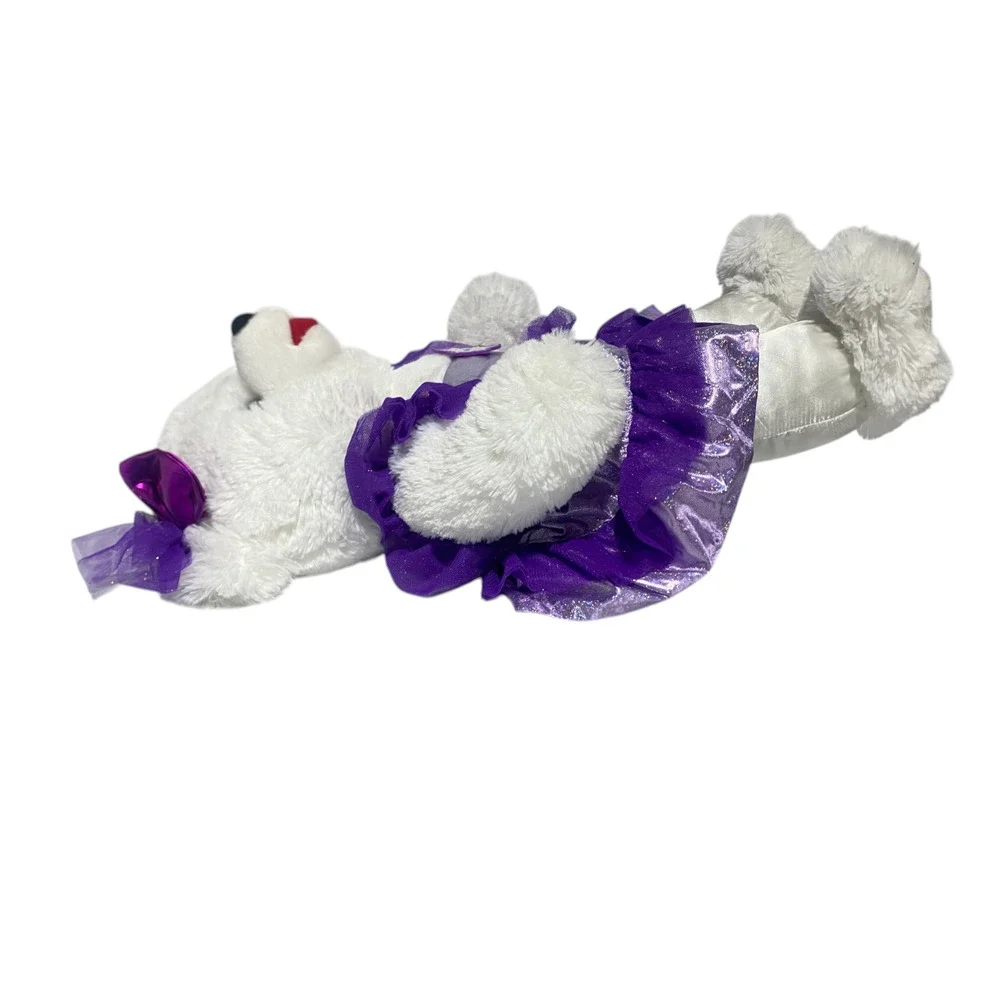 2025 Holiday Time Snowflake Girl Teddy Bear Sparkle Purple Dress Bow 20